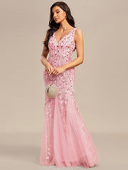 Serena | Fishtail Maxi Dress with Double V-Neck