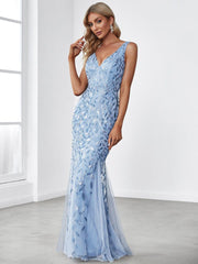 Serena | Fishtail Maxi Dress with Double V-Neck