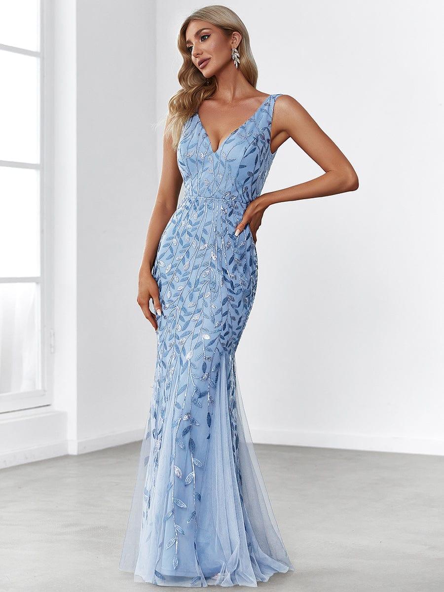Serena | Fishtail Maxi Dress with Double V-Neck