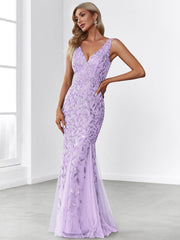 Serena | Fishtail Maxi Dress with Double V-Neck