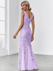 Serena | Fishtail Maxi Dress with Double V-Neck