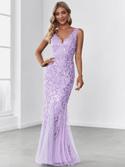 Serena | Fishtail Maxi Dress with Double V-Neck