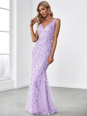 Serena | Fishtail Maxi Dress with Double V-Neck