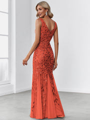 Serena | Fishtail Maxi Dress with Double V-Neck
