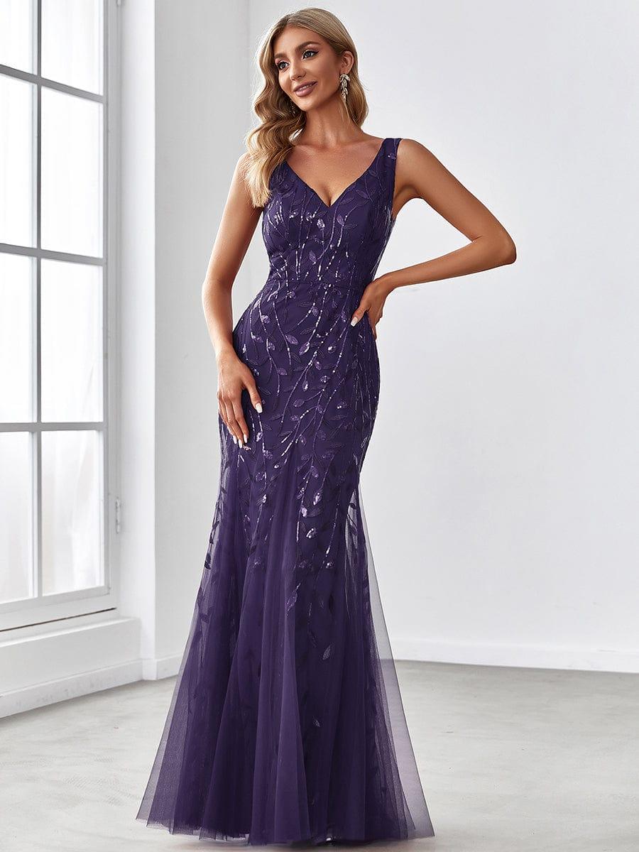 Serena | Fishtail Maxi Dress with Double V-Neck