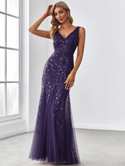 Serena | Fishtail Maxi Dress with Double V-Neck
