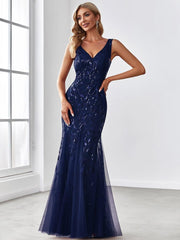 Serena | Fishtail Maxi Dress with Double V-Neck