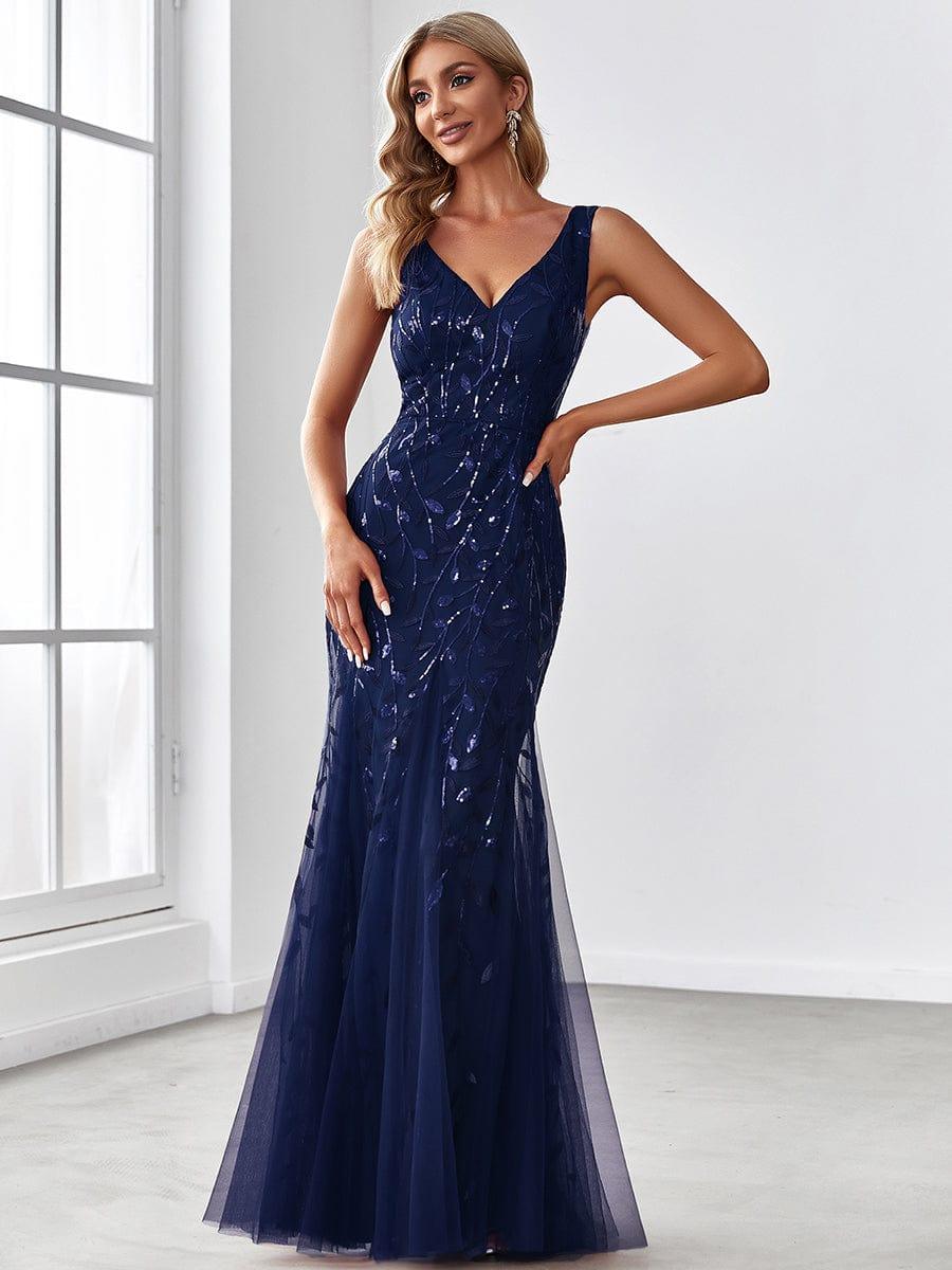 Serena | Fishtail Maxi Dress with Double V-Neck