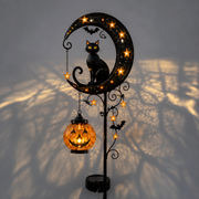 Sheldon Solar Metal Garden Stake Light with Halloween Moon Design – Ideal for Yard or Porch