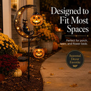 Sheldon Solar Metal Garden Stake Light with Halloween Moon Design – Ideal for Yard or Porch
