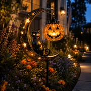 Sheldon Solar Metal Garden Stake Light with Halloween Moon Design – Ideal for Yard or Porch