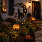 Sheldon Solar Metal Garden Stake Light with Halloween Moon Design – Ideal for Yard or Porch