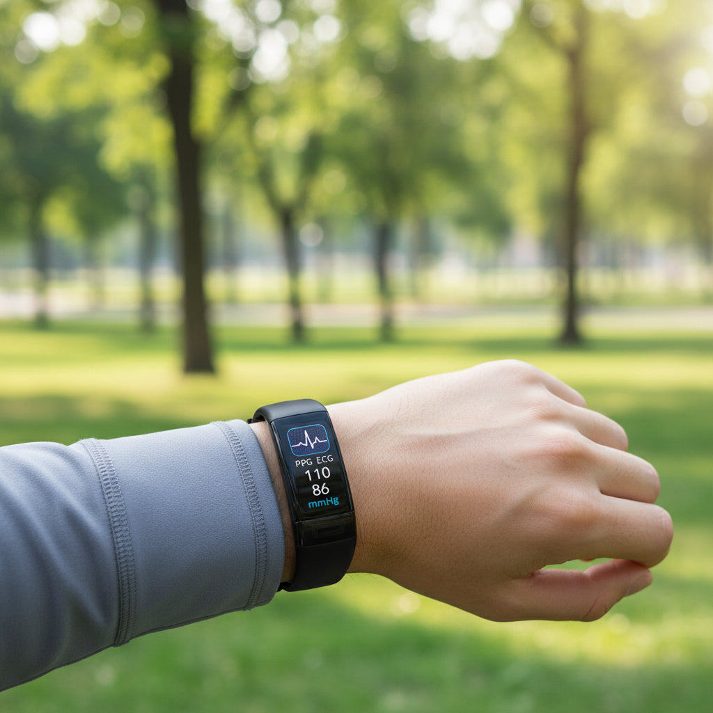 Silicone Smart Armband with ECG and Blood Pressure Monitor – Ideal for Fitness and Health Tracking