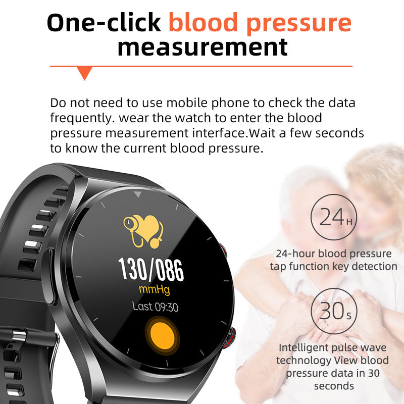 Sleek Health Monitoring Smartwatch with ECG and Blood Pressure – Ideal for Everyday Wear