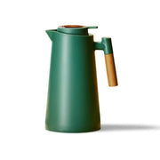 Stainless Steel Thermos Flask with Temperature Display and Wooden Handle – Ideal for Travel or Office