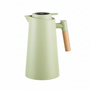Stainless Steel Thermos Flask with Temperature Display and Wooden Handle – Ideal for Travel or Office