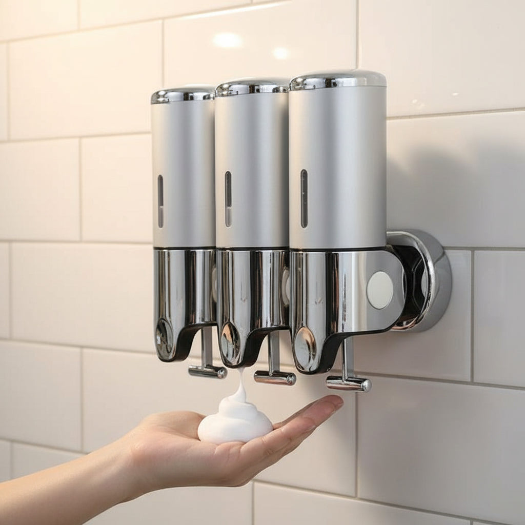 Stainless Steel Wall-Mounted Soap Dispenser with Even Dispensing – Ideal for Bathroom or Kitchen