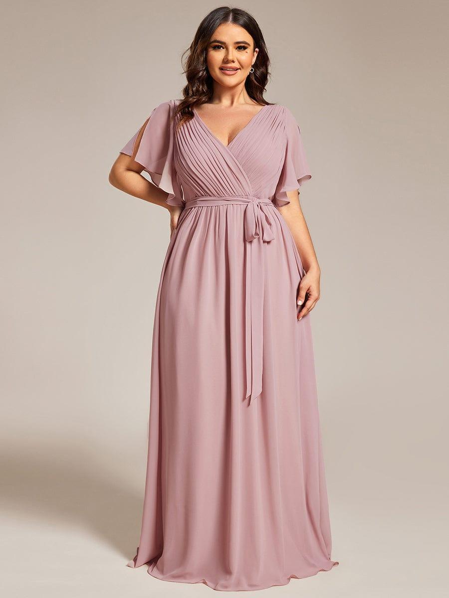 Stella | A-Line Fit V-Neck Flutter Sleeve Bridesmaid Dress