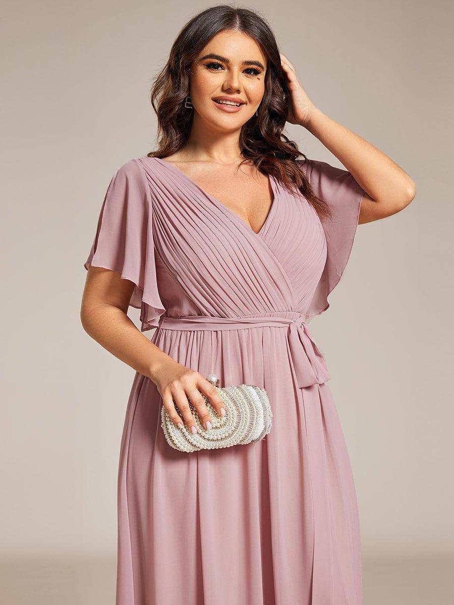 Stella | A-Line Fit V-Neck Flutter Sleeve Bridesmaid Dress