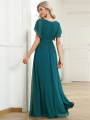 Stella | A-Line Fit V-Neck Flutter Sleeve Bridesmaid Dress