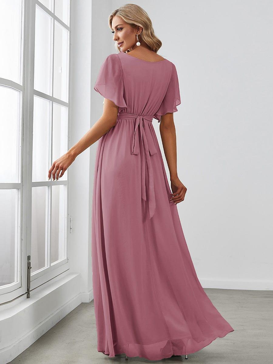 Stella | A-Line Fit V-Neck Flutter Sleeve Bridesmaid Dress