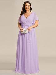 Stella | A-Line Fit V-Neck Flutter Sleeve Bridesmaid Dress