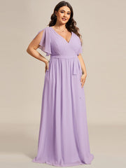 Stella | A-Line Fit V-Neck Flutter Sleeve Bridesmaid Dress