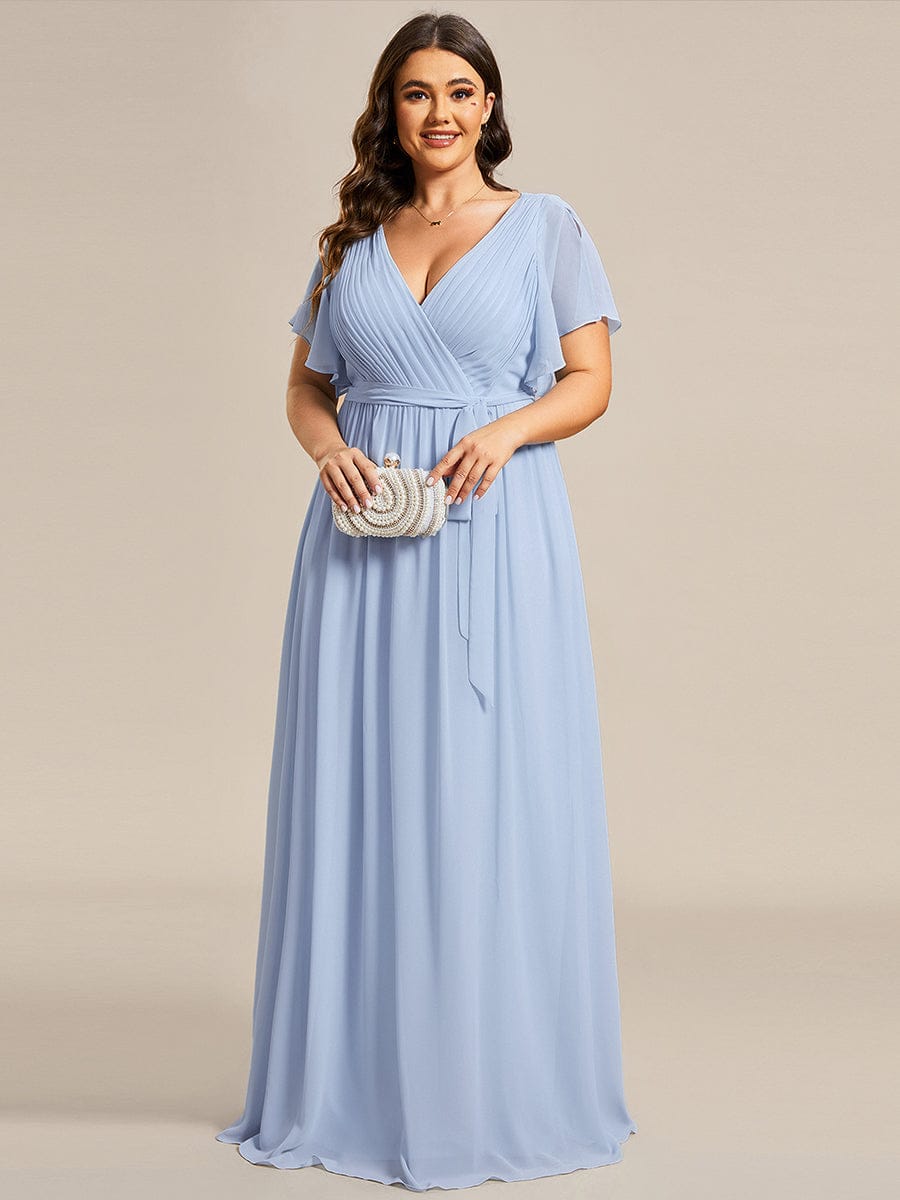 Stella | A-Line Fit V-Neck Flutter Sleeve Bridesmaid Dress