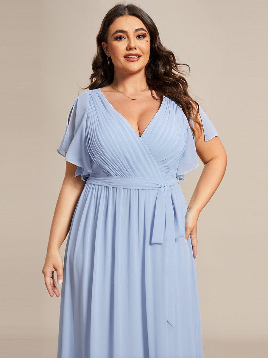 Stella | A-Line Fit V-Neck Flutter Sleeve Bridesmaid Dress