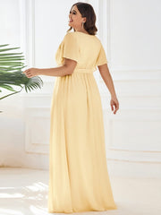 Stella | A-Line Fit V-Neck Flutter Sleeve Bridesmaid Dress