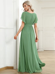 Stella | A-Line Fit V-Neck Flutter Sleeve Bridesmaid Dress