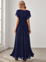 Stella | A-Line Fit V-Neck Flutter Sleeve Bridesmaid Dress