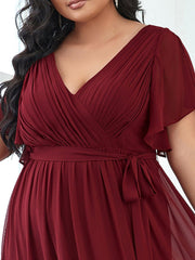 Stella | A-Line Fit V-Neck Flutter Sleeve Bridesmaid Dress