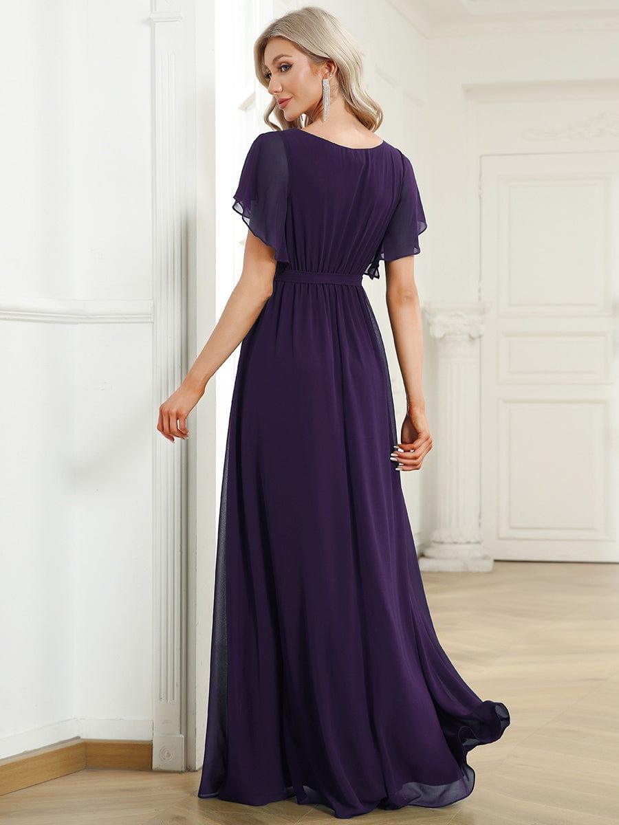 Stella | A-Line Fit V-Neck Flutter Sleeve Bridesmaid Dress