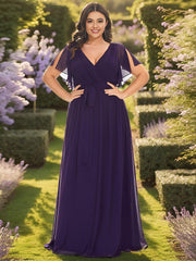 Stella | A-Line Fit V-Neck Flutter Sleeve Bridesmaid Dress