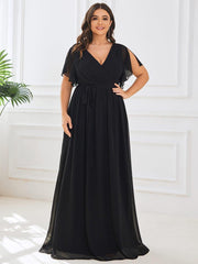 Stella | A-Line Fit V-Neck Flutter Sleeve Bridesmaid Dress