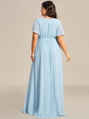 Stella | A-Line Fit V-Neck Flutter Sleeve Bridesmaid Dress