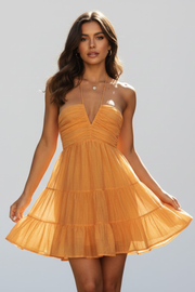 Stevie | Halter Fit Tiered Mini Dress