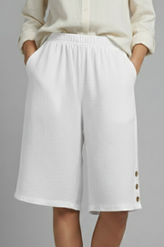Summer | Elastic Waist Wide Leg Button Shorts