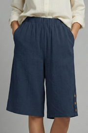 Summer | Elastic Waist Wide Leg Button Shorts