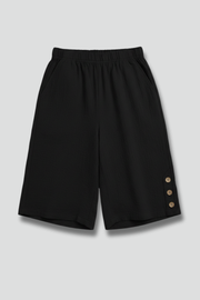 Summer | Elastic Waist Wide Leg Button Shorts
