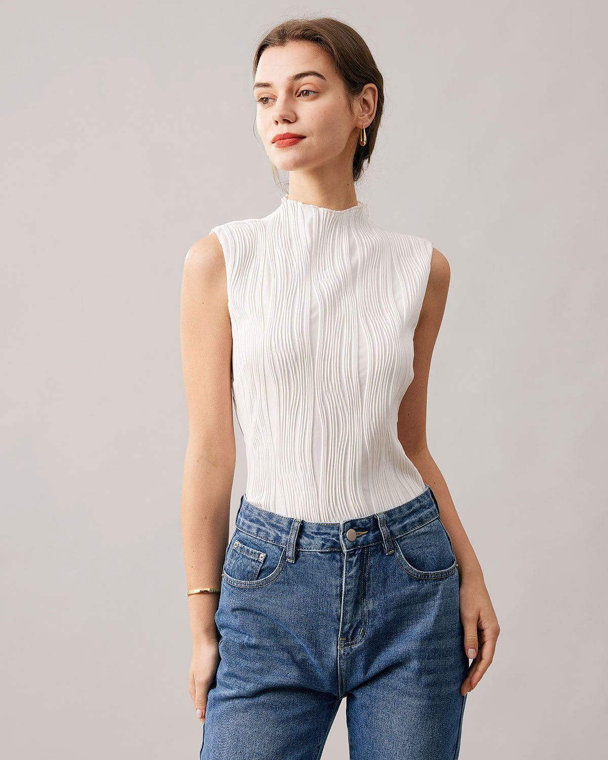 Tamara | Slim Fit Mock Neck Holiday Clothes Tank Top