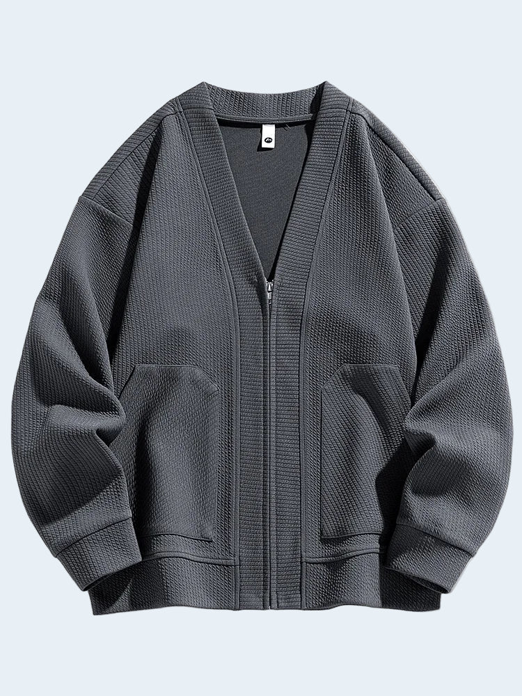 Biruvi | Men’s Knitwear Cardigan Soft Textured Zip Up Knit Sweater