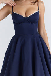 Tilly | Fitted Velvet Wedding Guest Midi Dress