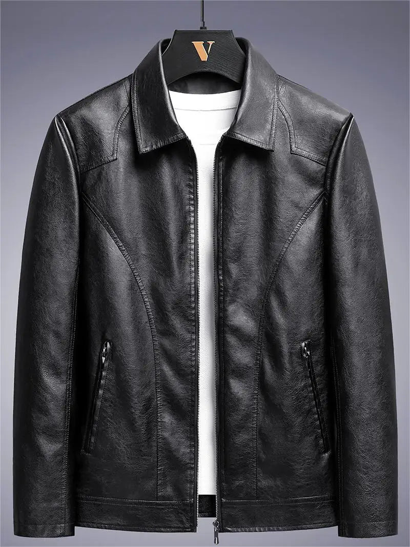Biruvi | Men’s Vegan Leather Jacket Smooth Lightweight Modern Fit