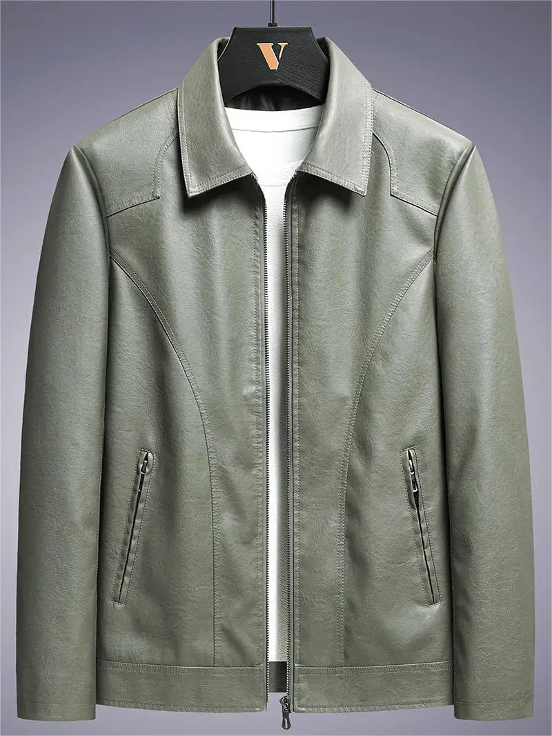 Biruvi | Men’s Vegan Leather Jacket Smooth Lightweight Modern Fit