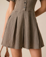 Waverly | Pleated Fit Plaid Lapel Ladies Day Mini Dress