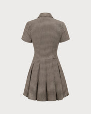 Waverly | Pleated Fit Plaid Lapel Ladies Day Mini Dress