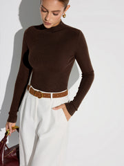 Winter | Fitted Mock Neck Wool-Blend Knit Top