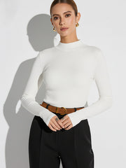 Winter | Fitted Mock Neck Wool-Blend Knit Top